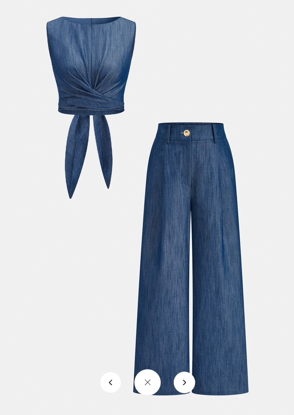 Copied - NWT Commense Cross-Tie Crop Top & Wide-Leg Pants Set Sz S